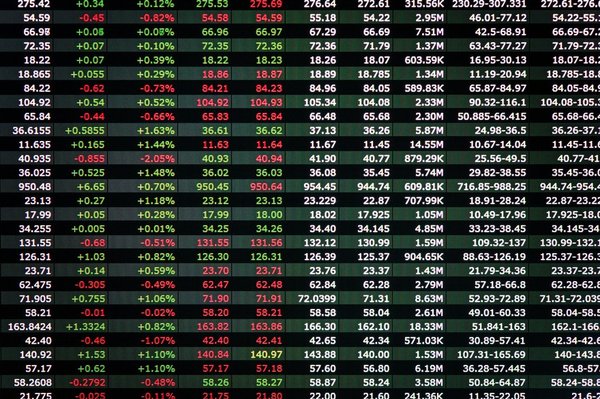 An electronic stock ticker board.