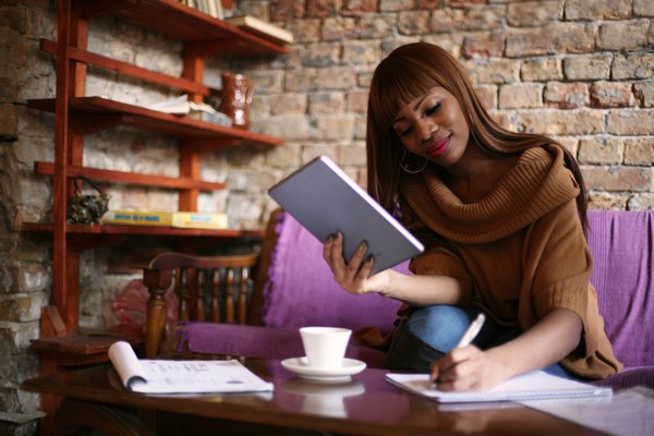 Woman making financial choices