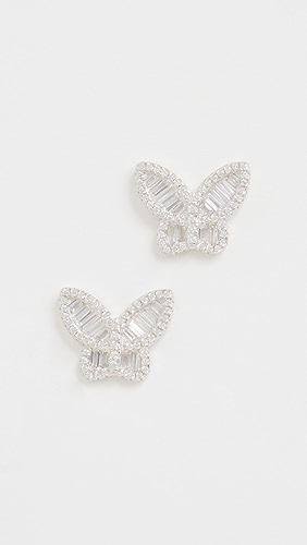 By Adina Eden Pave X Baguette Butterfly Stud Earrings.