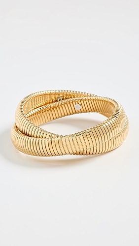 By Adina Eden Chunky Double Intertwined Snake Bracelet.