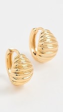 By Adina Eden Wide Mini Ridged Huggie Earrings.