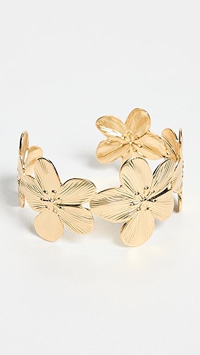 By Adina Eden Ridged Flowers Cuff Bangle Bracelet.