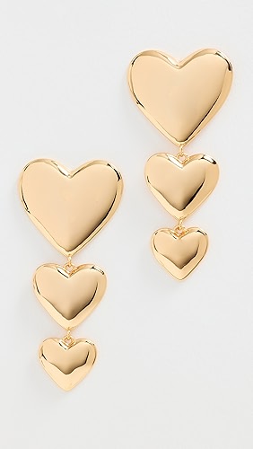 By Adina Eden Triple Graduated Heart Drop Stud Earrings.