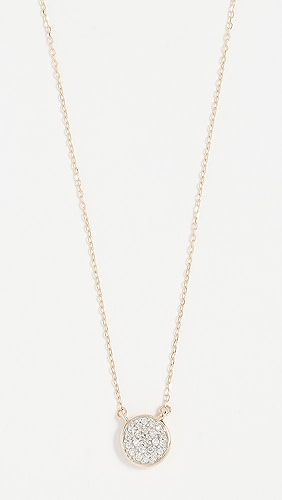 Adina Reyter 14k Gold Solid Pave Disc Necklace.