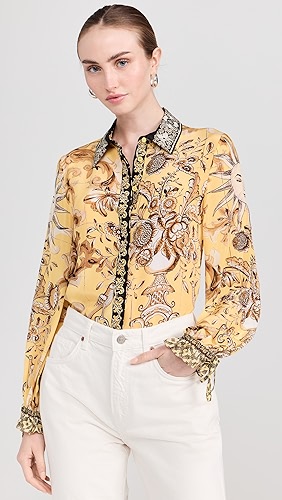 alice + olivia Willa Blouson Tie Sleeve Top.