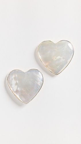 Annika Inez Large Pearl Heart Earrings.