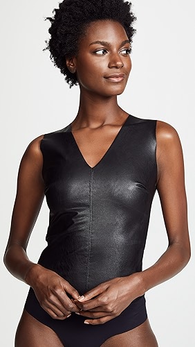 Commando Faux Leather V Neck Bodysuit.