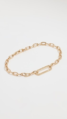 Concept26 14k Link Bracelet with Single Pave Link.