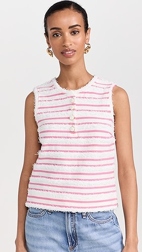 English Factory Fringe Striped Sleeveless Top.