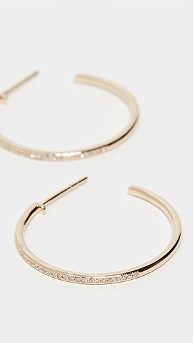 EF Collection 14k Half Diamond Essential Hoop Earrings.