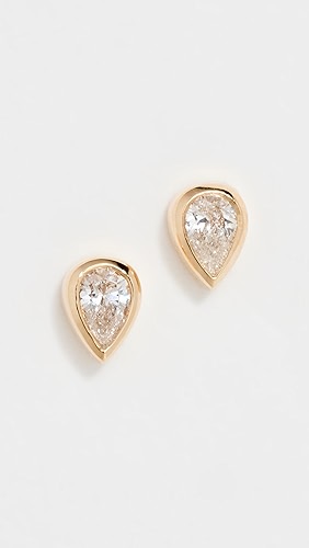 EF Collection Bezel Set Diamond Pear Stud Earrings.