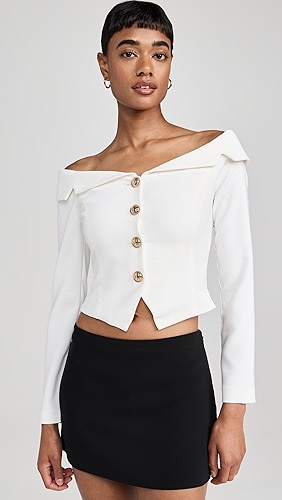 endless rose Stretched Off Shoulder Blazer Top.