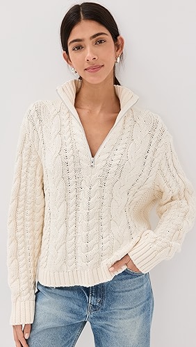 Jenni Kayne Cotton Cable Half Zip.