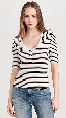 Joe's Jeans The Gisele Henley Half Sleeve Top.