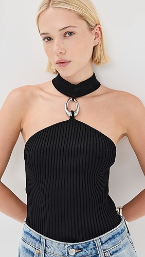 SIMKHAI Rubie Mock Neck Top with Hardware.