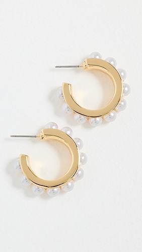 Kenneth Jay Lane Pearl and Gold Hoops.