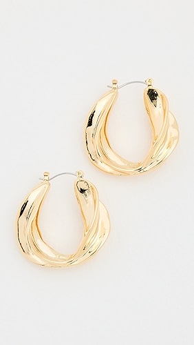 Kenneth Jay Lane Abstract Gold Hoops.