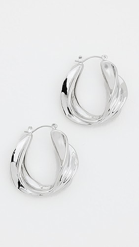 Kenneth Jay Lane Abstract Silver Hoops.