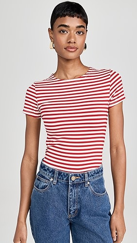 L'AGENCE Ressi Crew Neck Stripe Tee.