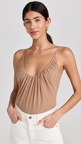 L'AGENCE Gelina Ruched Thong Bodysuit.