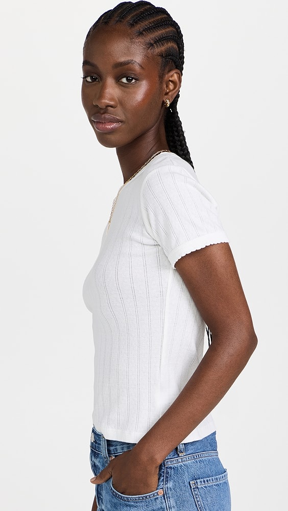 Leset Pointelle Short Sleeve Tee