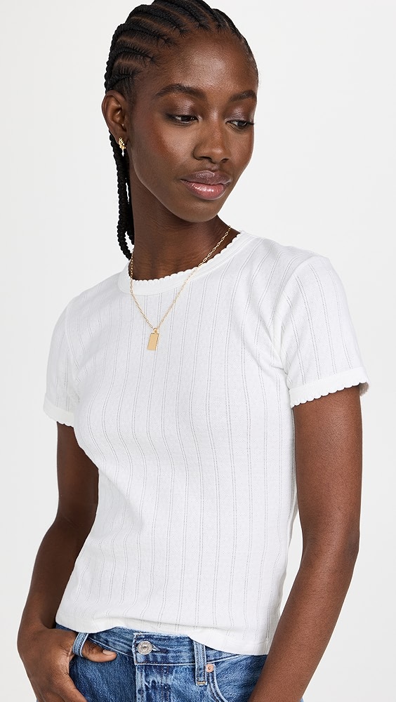 Leset Pointelle Short Sleeve Tee