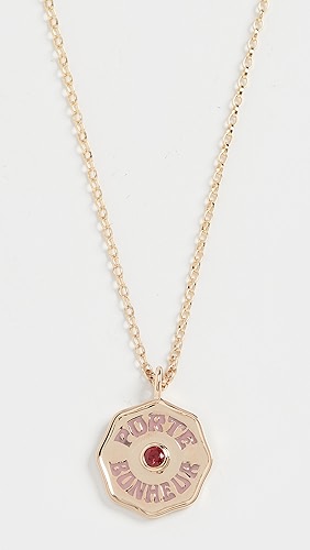 Marlo Laz 14k Mini Porte Bonheur Enamel Coin Necklace.