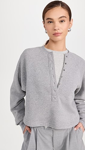 Marissa Webb So Uptight French Terry Plunge Henley Sweatshirt.