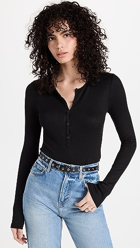 rag & bone The Rib Knit Henley Top.