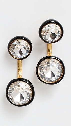 Roxanne Assoulin Enameled Bezel Double Stone Floating Earrings.