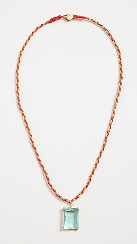 Roxanne Assoulin Glass Gem Pendant Necklace On Braided Cord.