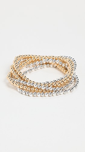 Roxanne Assoulin Gold and Silver Tone Stretch Bracelets.