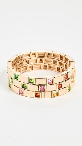 Roxanne Assoulin Square Stone Spaced Chiclet Stretch Bracelet.
