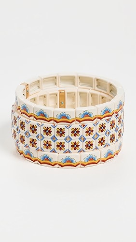 Roxanne Assoulin Scallop Stripe Flower Pattern Bracelet Set.