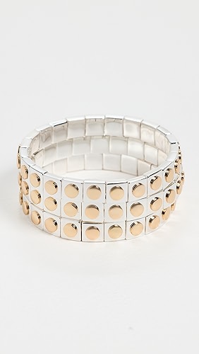 Roxanne Assoulin Mixed Metal Dot Stud Stretch Bracelet Set.