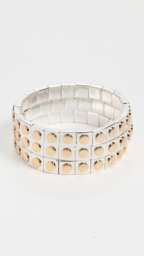 Roxanne Assoulin Mixed Metal Dot Stud Stretch Bracelet Set