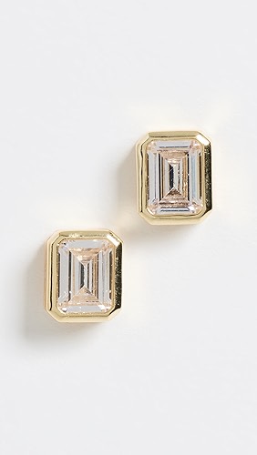 SHASHI Emerald Baguette Studs.