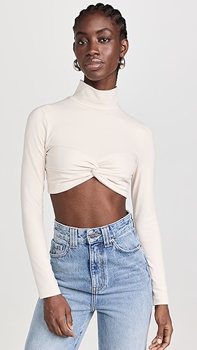 Susana Monaco Twist Mock Crop Top.