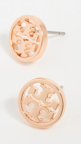 Tory Burch Logo Circle Stud Earrings.