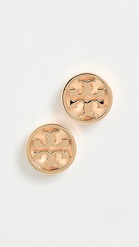 Tory Burch Logo Circle Stud Earrings.