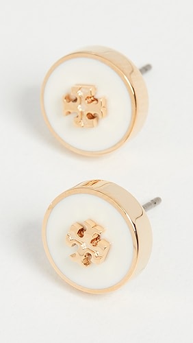 Tory Burch Kira Enamel Circle Stud Earrings.