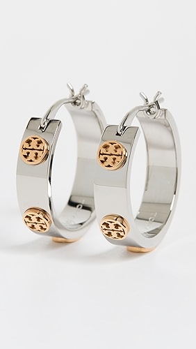 Tory Burch Miller Stud Hoop Earrings.