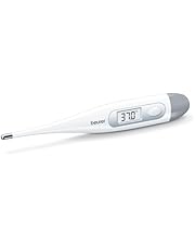 Beurer FT09 Termometro Digital y Corporal, Resistente al Agua, pantalla LCD con rango de medición +/- 0.1 ºC, señal acústica, sin Cristal, Color Blanco