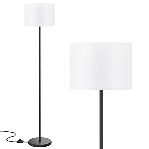 Modern Floor Lamp Simple Design with White Shade, Foot Pedal Switch, Tall Lamps for Living Room Bedroom Office Dining Room Ki