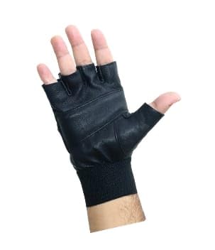 DEFENCER Horse Riding Half Gloves | Leather Gloves Finger Cut with Wrist Support for Gym Weight Lifting Biker and Exercise | 