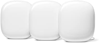 Google Nest WiFi Pro - 6E - Reliable Home Wi-Fi System with Fast Speed and Whole Home Coverage - Mesh Router - 3 Pack - Snow