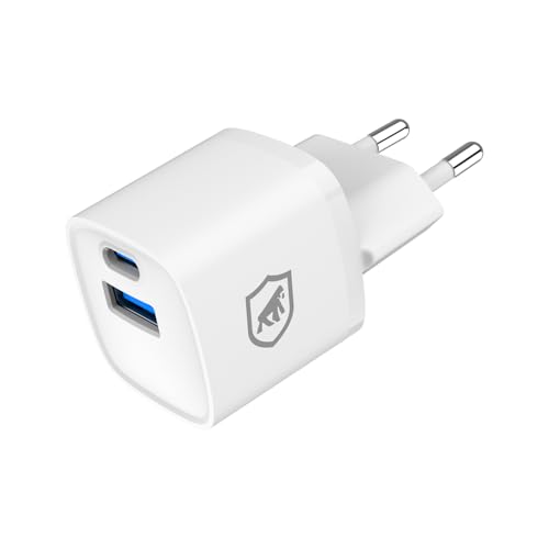 Gshield Carregador de Parede Universal 20W Ultra Rápido Tipo C + USB-A Power Delivery com Chip GaN, Compatível com iPhones e 