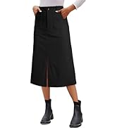 Happy Sailed Women’s High Waist Split A Line Corduroy Skirt Casual Fall Midi Skirts with Pockets