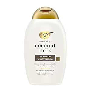 OGX Nourishing + Coconut Milk Moisturizing Shampoo, Hydrating &amp; Restoring Shampoo Moisturizes for Soft Hair After the First Use, Paraben-Free, Sulfate-Free Surfactants, 13 fl. oz