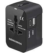 Universal Travel Adapter, All in One Plug Adapter with Dual USB Charging (1 USB C Port), Worldwide